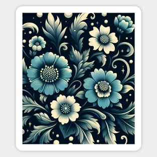 Teal Floral Illustration Sticker